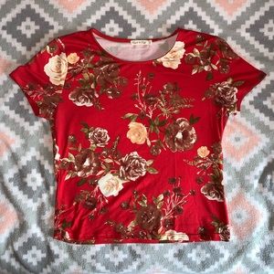 Red floral t-shirt